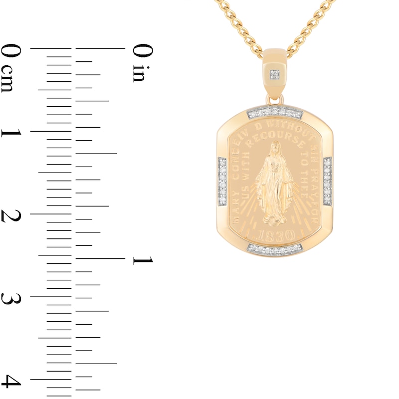 Main Image 2 of 1/8 CT. T.W. Diamond Virgin Mary Dog Tag Pendant in 10K Gold - 22”
