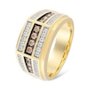 Thumbnail Image 2 of 3/4 CT. T.W. Champagne and White Diamond Triple Row Angled Ring in 10K Gold