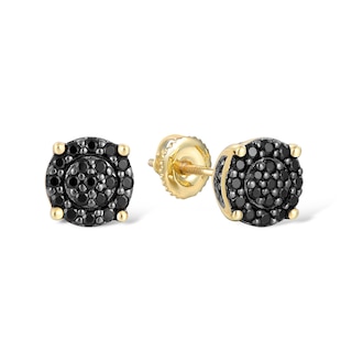 1/2 CT. T.W. Black Multi-Diamond Frame Stud Earrings in 10K Gold
