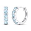 Thumbnail Image 1 of Aquamarine Five Stone Huggie Hoop Earrings in Sterling Silver
