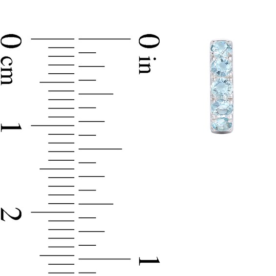 Aquamarine Five Stone Huggie Hoop Earrings in Sterling Silver
