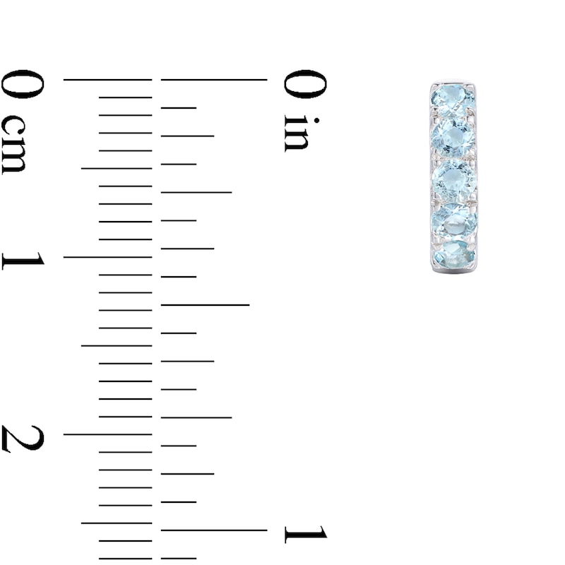 Main Image 3 of Aquamarine Five Stone Huggie Hoop Earrings in Sterling Silver
