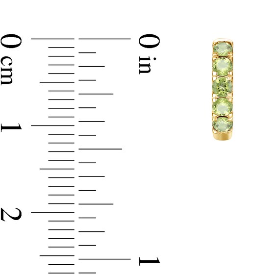 Peridot Five Stone Huggie Hoop Earrings in Sterling Silver with 14K Gold Plate