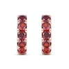 Thumbnail Image 2 of Garnet Five Stone Huggie Hoop Earrings in Sterling Silver with 14K Rose Gold Plate