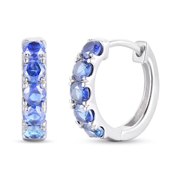 Tanzanite Five Stone Huggie Hoop Earrings in Sterling Silver