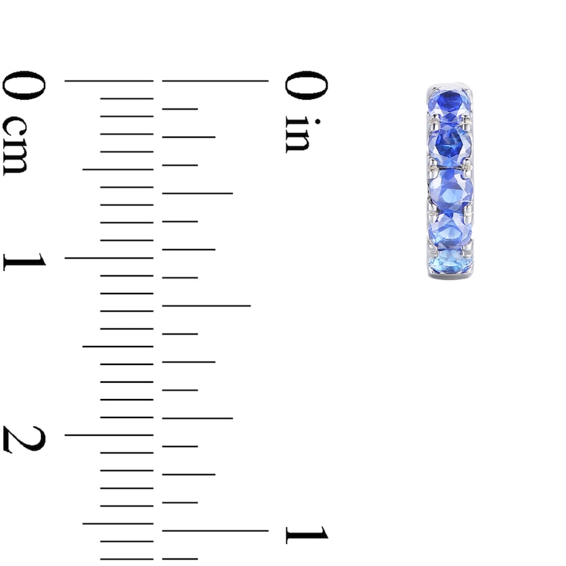 Main Image 3 of Tanzanite Five Stone Huggie Hoop Earrings in Sterling Silver
