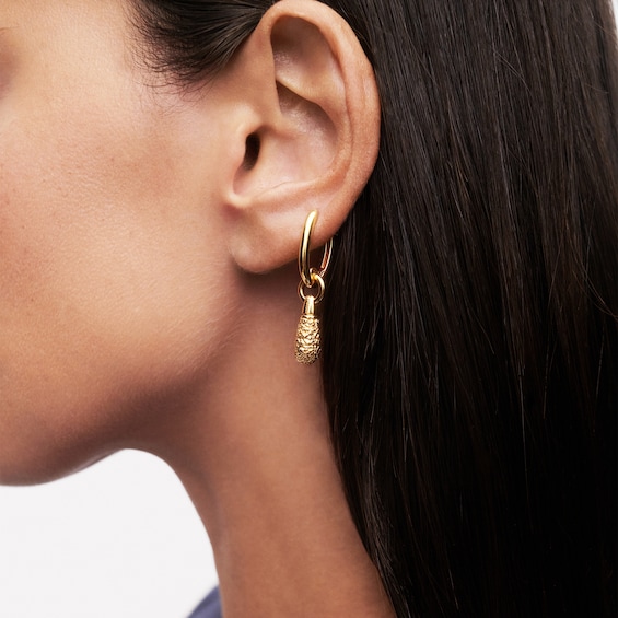 PDPAOLAâ¢ at Zales ICONS Textured Teardrop Dangle Single Hoop Earring in Sterling Silver with 18K Gold Plate