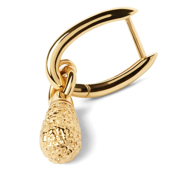 PDPAOLAâ¢ at Zales ICONS Textured Teardrop Dangle Single Hoop Earring in Sterling Silver with 18K Gold Plate