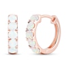Thumbnail Image 1 of Lab-Created Opal Five Stone Huggie Hoop Earrings in Sterling Silver with 14K Rose Gold Plate