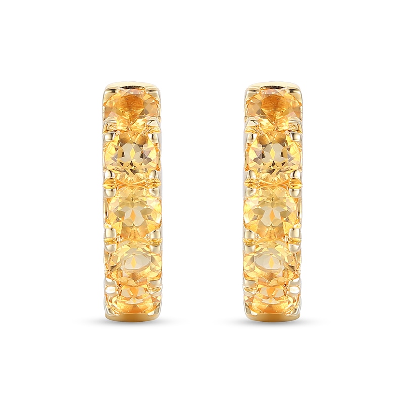 Main Image 2 of Citrine Five Stone Huggie Hoop Earrings in Sterling Silver with 14K Gold Plate