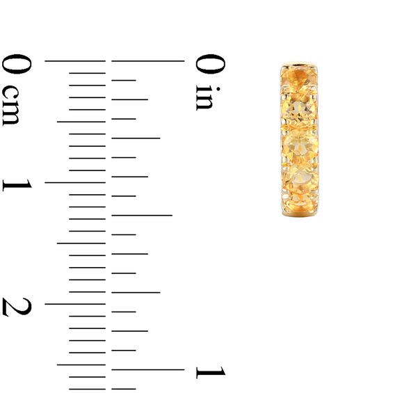 Citrine Five Stone Huggie Hoop Earrings in Sterling Silver with 14K Gold Plate