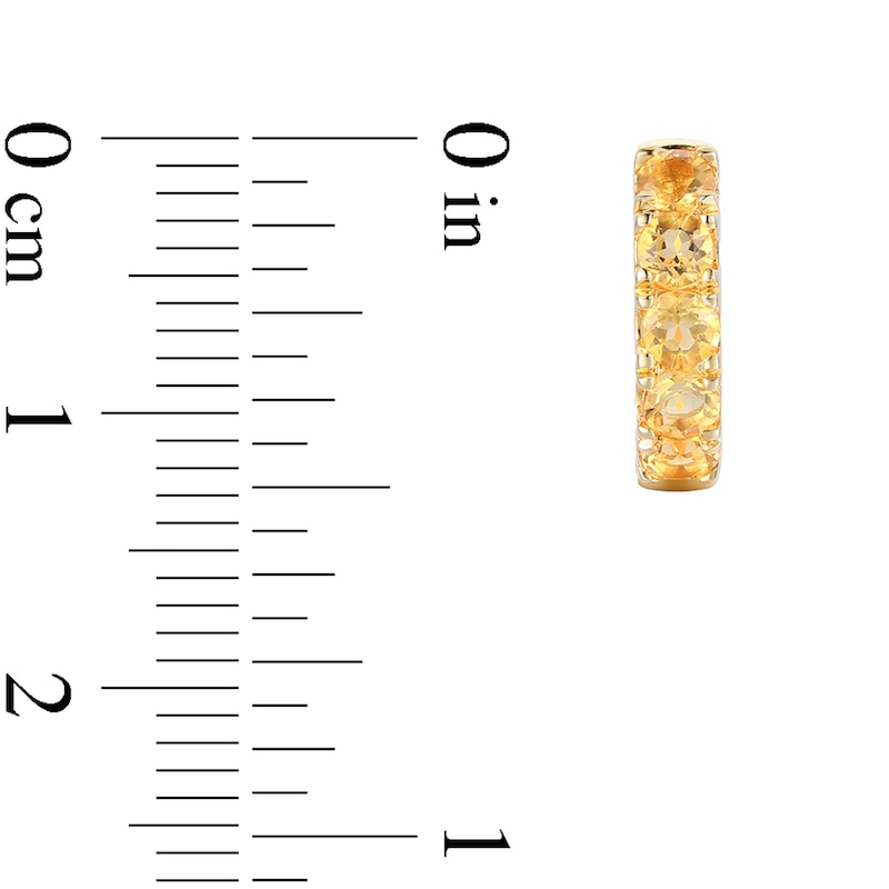 Main Image 3 of Citrine Five Stone Huggie Hoop Earrings in Sterling Silver with 14K Gold Plate