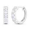 Thumbnail Image 1 of White Lab-Created Sapphire Five Stone Huggie Hoop Earrings in Sterling Silver
