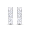 Thumbnail Image 2 of White Lab-Created Sapphire Five Stone Huggie Hoop Earrings in Sterling Silver