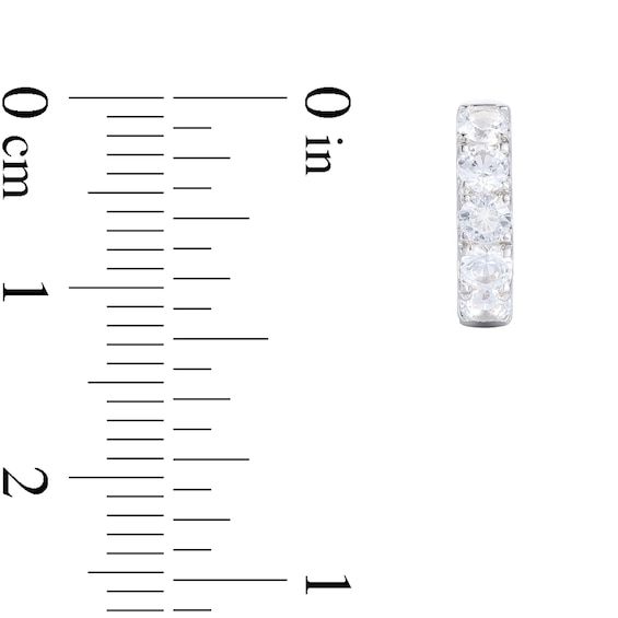 White Lab-Created Sapphire Five Stone Huggie Hoop Earrings in Sterling Silver