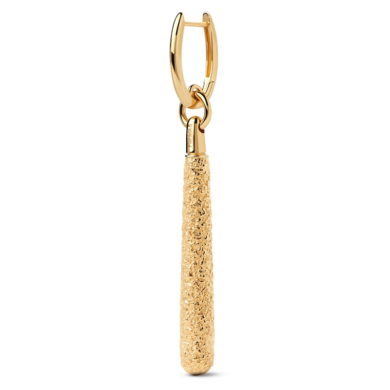 Main Image 1 of PDPAOLA™ at Zales ICONS Textured Large Teardrop Dangle Single Hoop Earring in Sterling Silver with 18K Gold Plate