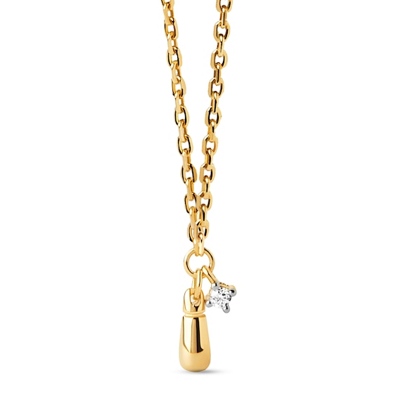 PDPAOLAâ¢ at Zales Cubic Zirconia and Teardrop Double Charm Necklace in Sterling Silver with 18K Gold Plate - 19.5"