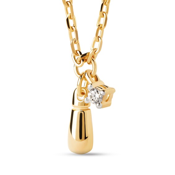 PDPAOLAâ¢ at Zales Cubic Zirconia and Teardrop Double Charm Necklace in Sterling Silver with 18K Gold Plate - 19.5"