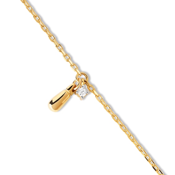 PDPAOLA⢠at Zales Cubic Zirconia and Teardrop Double Charm Bracelet in Sterling Silver with 18K Gold Plate