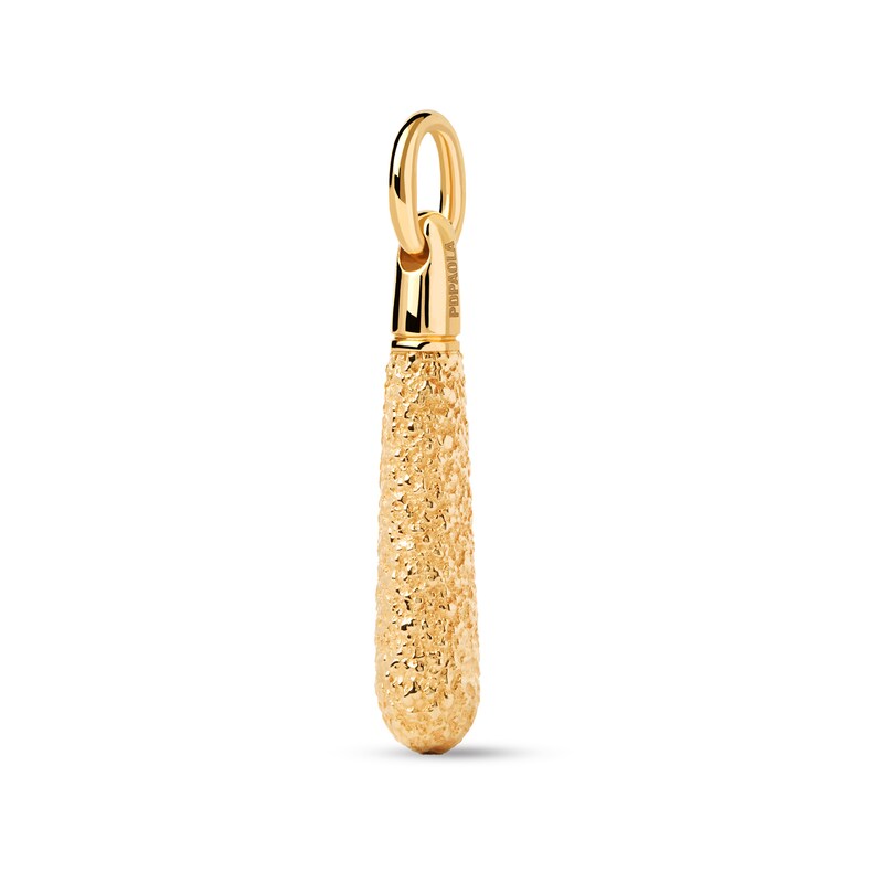 Main Image 1 of PDPAOLA™ at Zales ICONS Textured Medium Stackable Hoop Earring and Necklace Charm in Sterling Silver with 18K Gold Plate