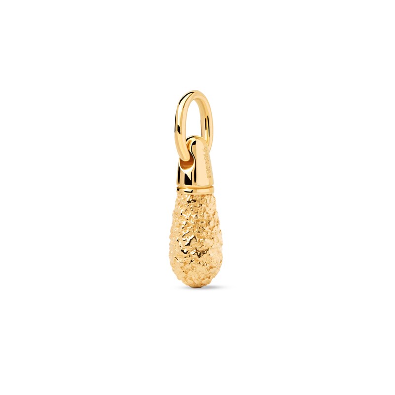 Main Image 1 of PDPAOLA™ at Zales ICONS Textured Drop Stackable Hoop Earring and Necklace Charm in Sterling Silver with 18K Gold Plate