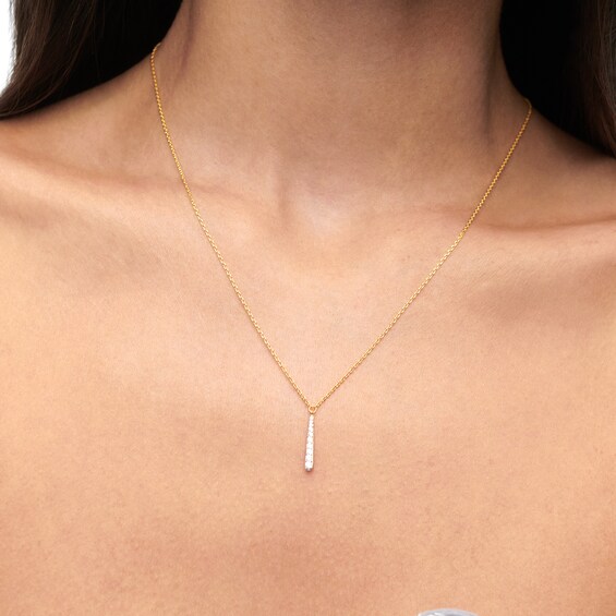 PDPAOLAâ¢ at Zales Cubic Zirconia Elongated Teardrop Necklace in Sterling Silver with 18K Gold Plate - 19.5"