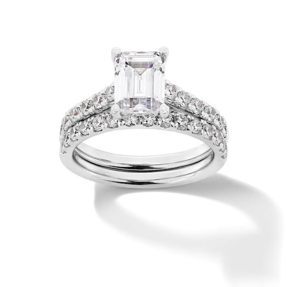 3 CT. T.w. Emerald-Cut Certified Lab-Grown Diamond Bridal Set in 14K White Gold (F/Vs2)