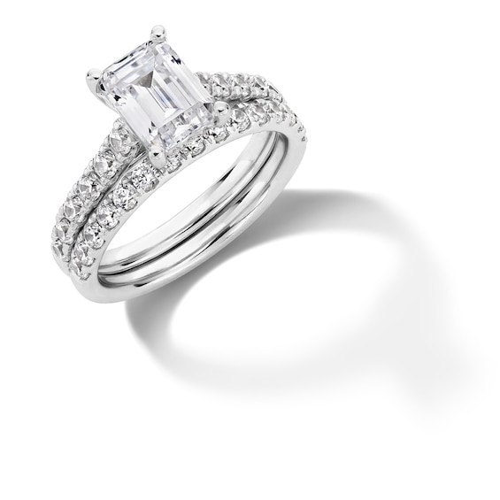 3 CT. T.w. Emerald-Cut Certified Lab-Grown Diamond Bridal Set in 14K White Gold (F/Vs2)