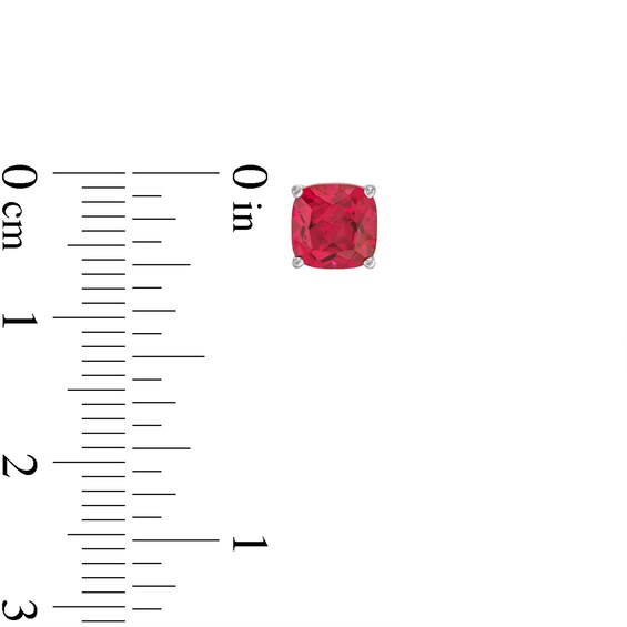 Cushion-Cut Lab-Created Ruby and White Lab-Created Sapphire Pendant, Ring and Stud Earrings Set in Sterling Silver