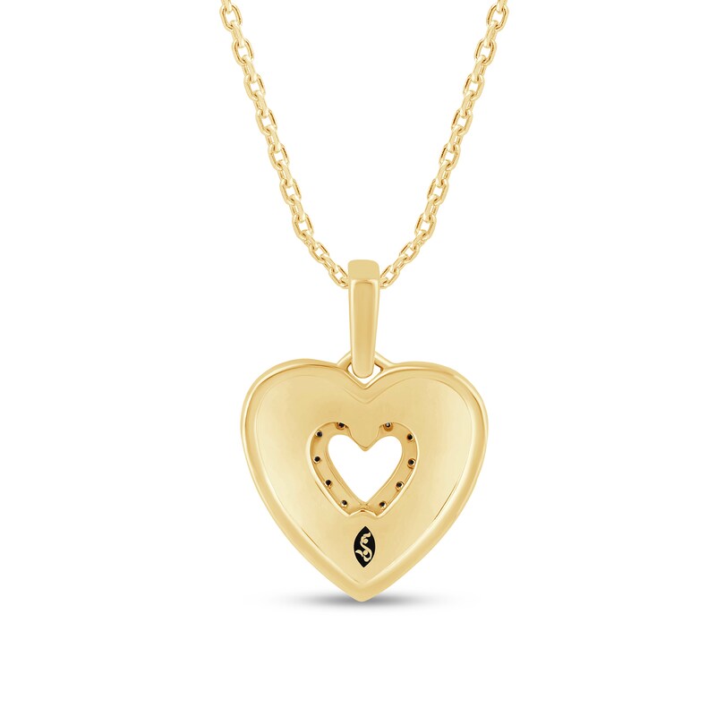 Main Image 2 of Zales x Christian Siriano™ 1/10 CT. T.W. Black Diamond Sunburst Heart Pendant in Sterling Silver with 14K Gold Plate