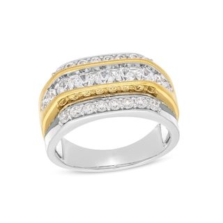 2 CT. T.W. Lab-Grown Diamond Triple Row Ring in 10K Two-Tone Gold (F/SI2)