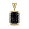 Thumbnail Image 1 of 2 CT. T.W. Black and White Multi-Diamond Rope-Textured Frame Dog Tag Necklace Charm in 10K Gold