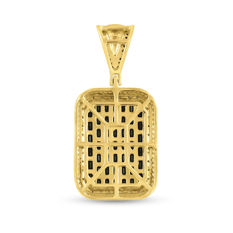 Main Image 2 of 2 CT. T.W. Black and White Multi-Diamond Rope-Textured Frame Dog Tag Necklace Charm in 10K Gold
