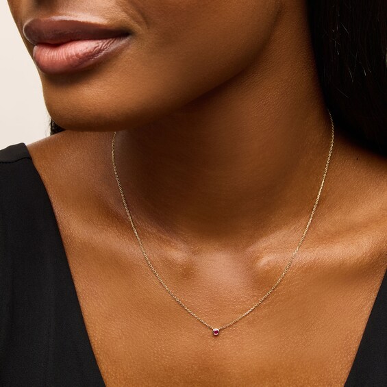 Certified Ruby Bezel-Set Solitaire Necklace in 10K Gold