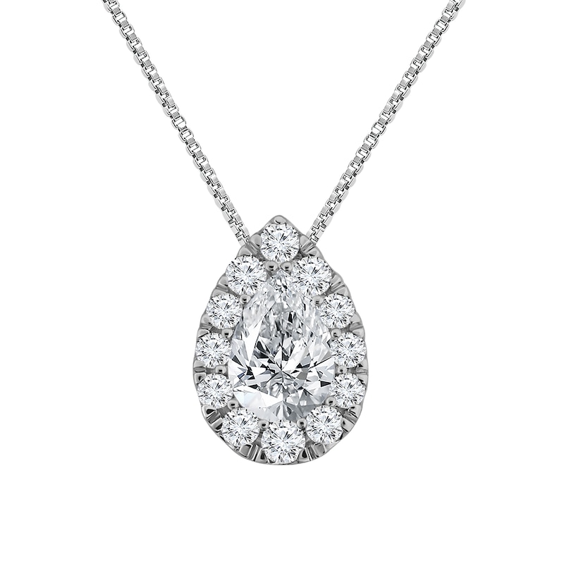 Main Image 1 of 1 CT. T.W. Pear-Shaped Certified Lab-Grown Multi-Diamond Pendant in 10K White Gold (F/SI2)