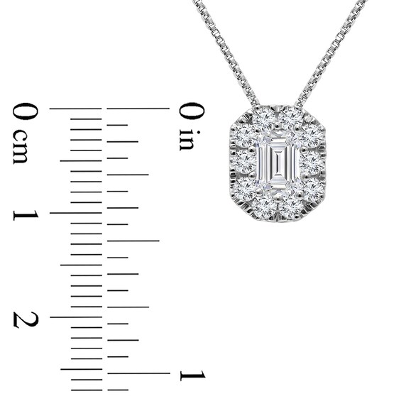 1 CT. T.w. Emerald-Shaped Certified Lab-Grown Multi-Diamond Pendant in 10K White Gold (F/Si2)