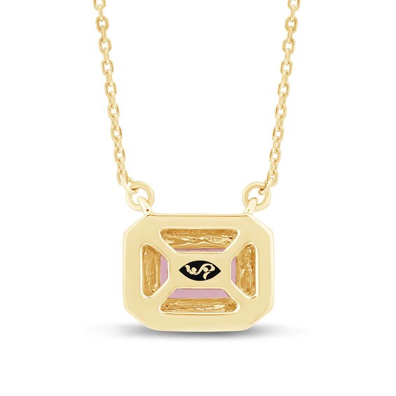 Zales x Christian Sirianoâ¢ Emerald-Cut Amethyst Enamel Frame Solitaire Necklace in Sterling Silver with 14K Gold Plate