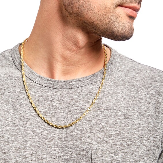 4.4mm Round Rope Chain Necklace in Solid 14K Gold - 22"
