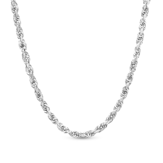 4.4mm Round Rope Chain Necklace in Solid 14K White Gold