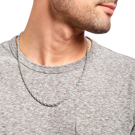4.4mm Round Rope Chain Necklace in Solid 14K White Gold