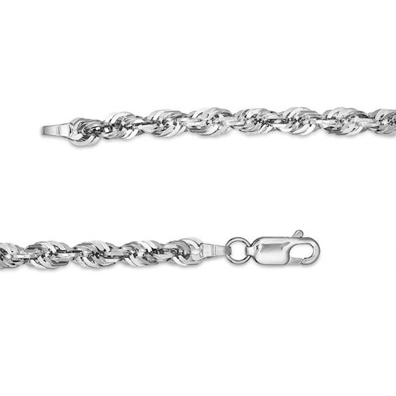 4.4mm Round Rope Chain Necklace in Solid 14K White Gold