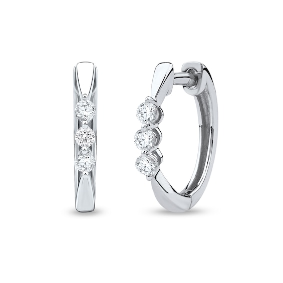 1/4 CT. T.w. Certified Lab-Grown Diamond Three Stone Hoop Earrings in Sterling Silver (F/Si2)