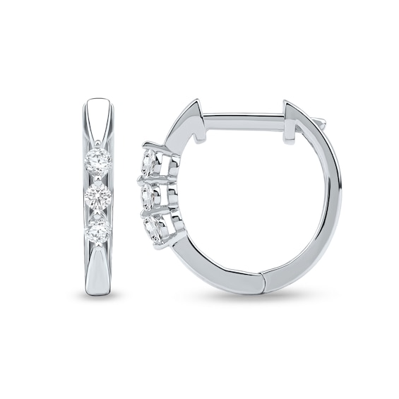 1/4 CT. T.w. Lab-Grown Diamond Three Stone Hoop Earrings in Sterling Silver (F/Si2)