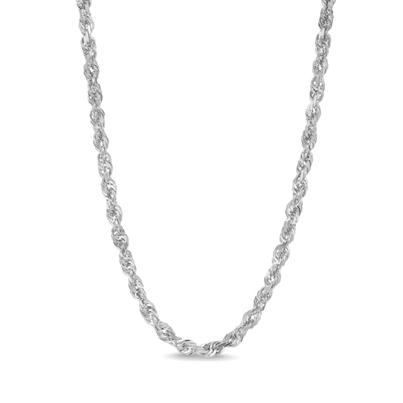 4.4mm Round Rope Chain Necklace in Solid 14K White Gold - 24"