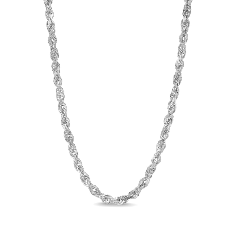 Main Image 1 of 4.4mm Round Rope Chain Necklace in Solid 14K White Gold - 24"