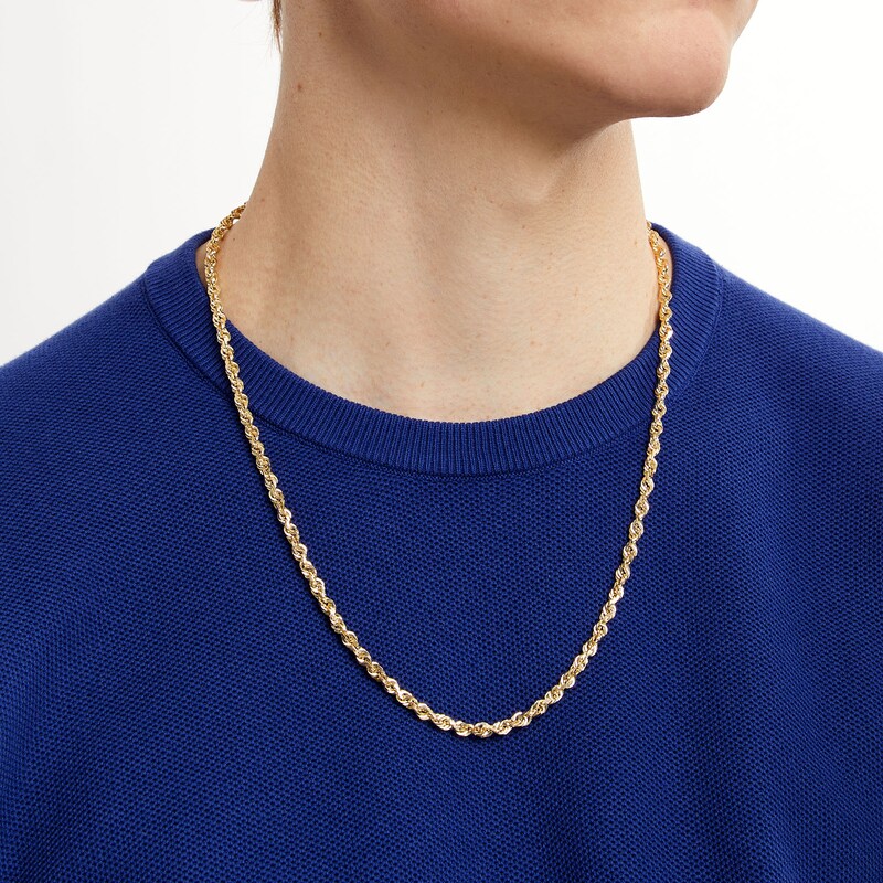 Main Image 2 of 4.4mm Round Rope Chain Necklace in Solid 14K Gold - 24"
