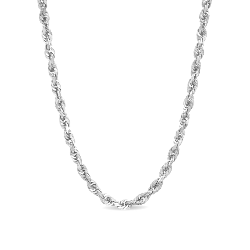 Main Image 1 of 4.4mm Round Rope Chain Necklace in Solid 14K White Gold - 26"