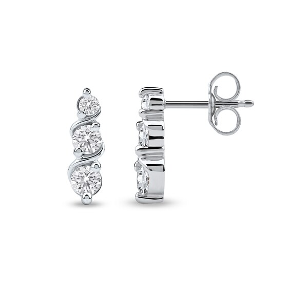 1/2 CT. T.w. Certified Lab-Grown Diamond Graduated Trio Swirl Drop Earrings in Sterling Silver (F/Si2)