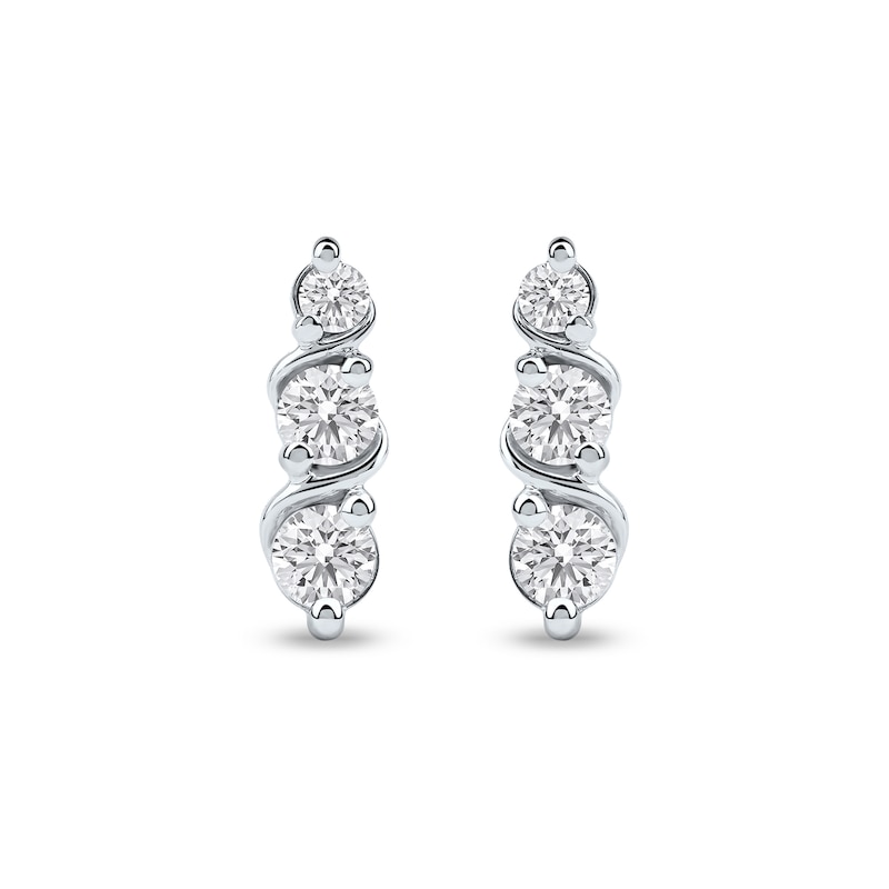 Main Image 3 of 1/2 CT. T.W. Certified Lab-Grown Diamond Graduated Trio Swirl Drop Earrings in Sterling Silver (F/SI2)