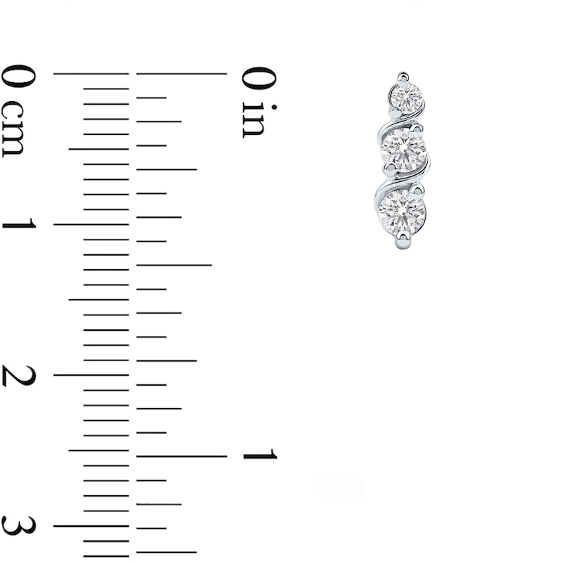 Main Image 4 of 1/2 CT. T.W. Certified Lab-Grown Diamond Graduated Trio Swirl Drop Earrings in Sterling Silver (F/SI2)